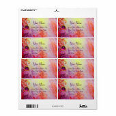 Étiquette ESPACES D'OR ABSTRAITS, améthyste rouge violet ros (Feuille entière)