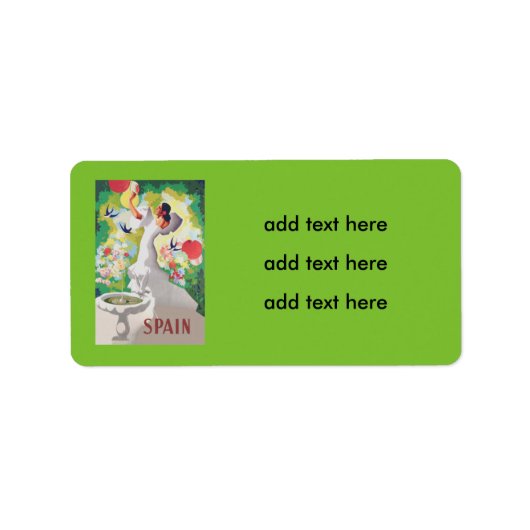 Étiquette Espagne Senorita Oiseaux Fleurs Fiesta Garden (Devant)