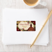 Étiquette Espagnol Bourgogne Floral Rustique Mis Quince Adre (En situation)