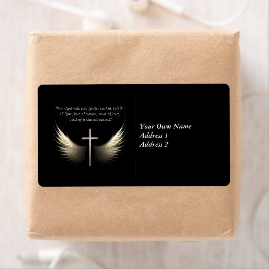 Étiquette Esprit Saint Ailes avec Croix et Écriture Verse (En situation)