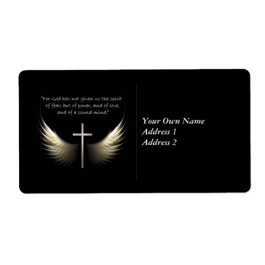 Étiquette Esprit Saint Ailes avec Croix et Écriture Verse (Devant)