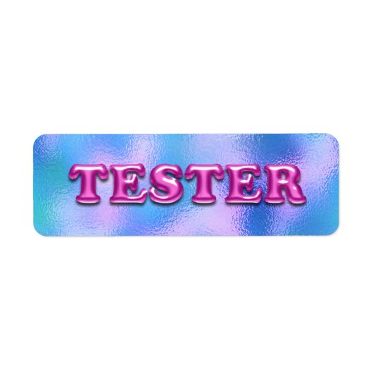 Étiquette Essayer Fuchsia Pink Blue 3D Tester Exemples Conta (Devant)