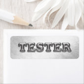 Étiquette Essayez-moi Silver Grey 3D Tester Exemples Contant (En situation)
