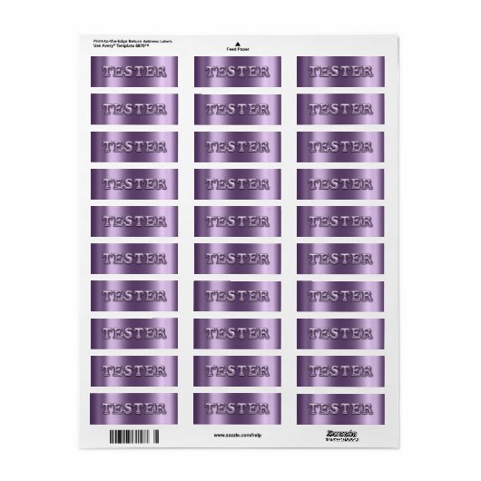 Étiquette Essayez-moi Violet Purple 3D Tester Exemples Conta (Feuille entière)