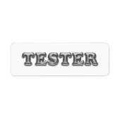 Étiquette Essayez-moi White Grey 3D Tester Exemples Contante (Devant)