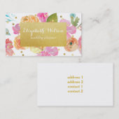 étiquette et confettis dorés sur fleurs d'aquarell (Devant / Derrière)