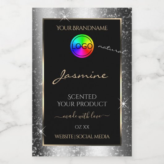 Étiquette et logo de Parties scintillant en argent (Étiquettes simples)