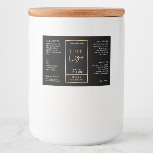 Étiquette étanche Black & Gold 2 OZ Dropper Bottle (Devant)