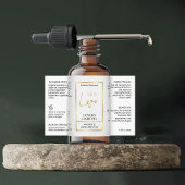 Étiquette étanche blanc & or 2 OZ Dropper Bottle