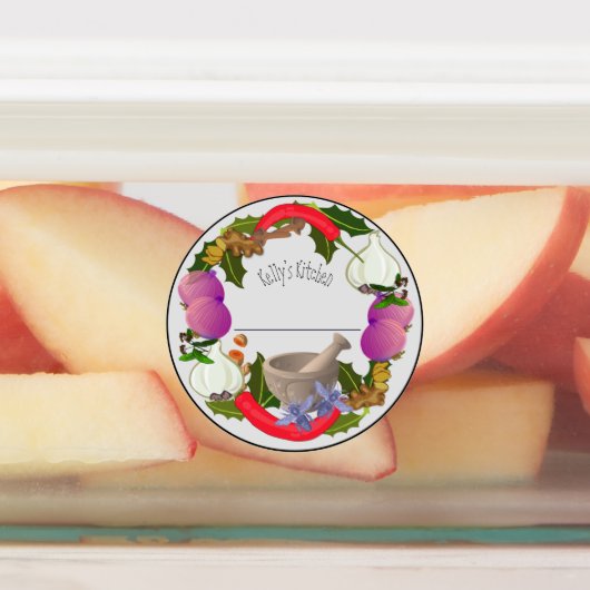 Étiquette étanche moyen circulaire avec légumes (Apposé)