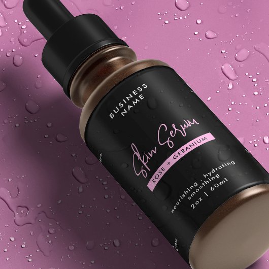 Étiquette étanche noir et rose 2 OZ