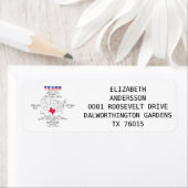 Étiquette État américain du Texas sur une carte et des infor (En situation)