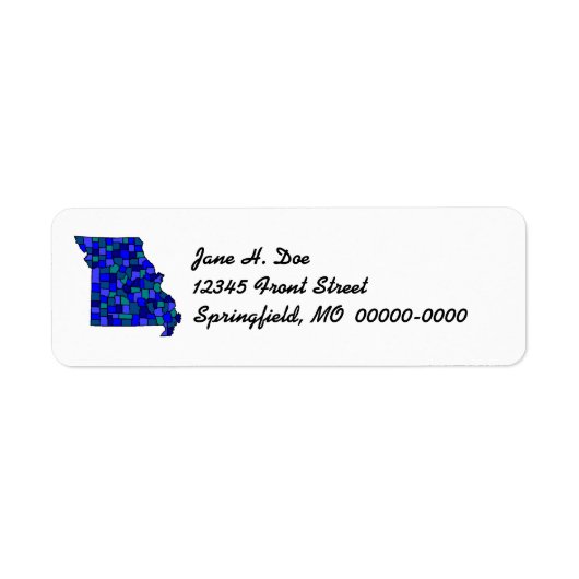 Étiquette État du Missouri Forme de carte MO Adresse de reto (Devant)