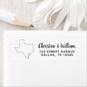 Étiquette État du Texas | Calligraphie noire moderne simple (En situation)