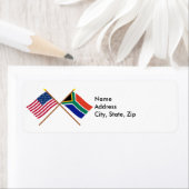 Étiquette États-Unis et Afrique du Sud drapeaux croisés (En situation)