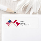 Étiquette États-Unis et Canada Drapeaux croisés (En situation)