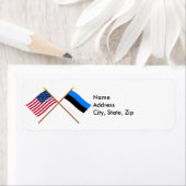 Étiquette États-Unis et Estonie Drapeaux croisés (En situation)