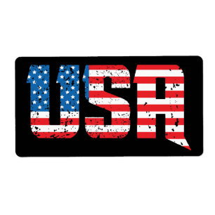 Étiquette États-Unis patriotiques en rouge, blanc et bleu