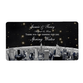 Étiquette Etch NYC Skyline 2 Black Gold Star H Water Bottle
