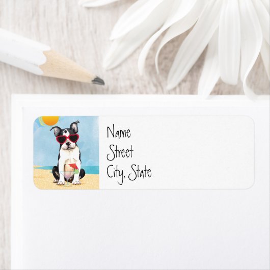 Étiquette Été Boston Terrier (En situation)