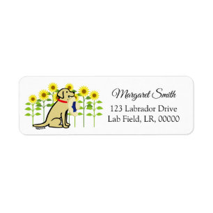 Étiquette Été jaune de Labrador et de tournesols