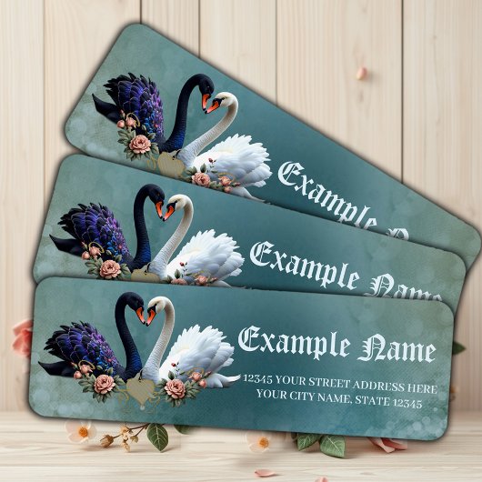 Étiquette Eternal Bond, Black and White Swans in Love.