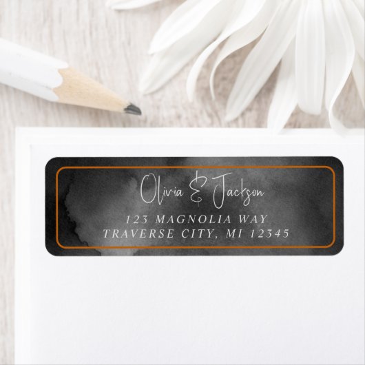 Étiquette Ethereal aquarelle Moody Black Halloween Mariage (En situation)