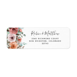 Étiquette Ethereal Blush, Peach Floral Adresse de retour