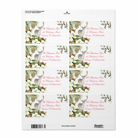 Étiquette Etiket kerst hert (Feuille entière)