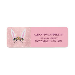 Étiquette Étincelle rose pâle - Lapin de Pâques