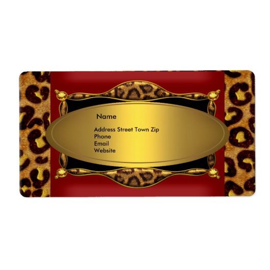 Étiquette Etiquette Adresse 2 Red Leopard Black Gold Label (Devant)