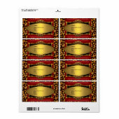 Étiquette Etiquette Adresse 2 Red Leopard Black Gold Label (Feuille entière)