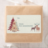 Étiquette Étiquette-cadeau pour le pays, cerf, arbres (En situation)