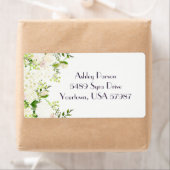 Étiquette Etiquette d'adresse de retour florale rose blanche (En situation)