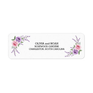 Étiquette Etiquette de Retour de Mariage Florale Rose Rose L