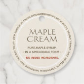 Étiquette Étiquette du sirop d'érable à la crème d (Dos)