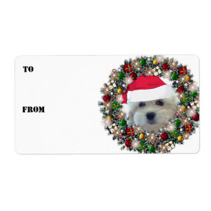 Étiquette Étiquettes-cadeaux de Christmas Wreath Havanese