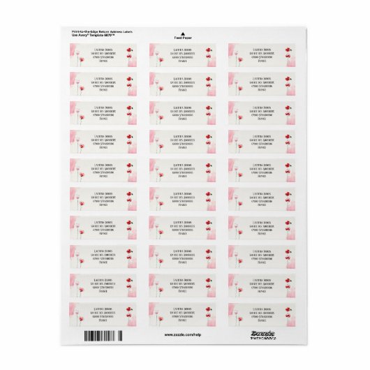 Étiquette Etiquettes d'adresse "Coquelicots" (Feuille entière)