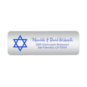Étiquette Étoile de David bleue argentée Mitzvah Hanoukka