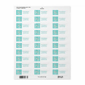 Étiquette Étoile de mer blanche sarcelle turquoise rayée pla (Feuille entière)