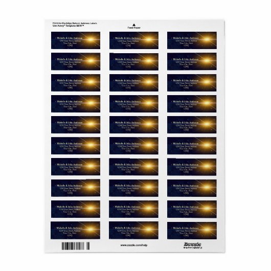 Étiquette Étoile de Noël (Feuille entière)