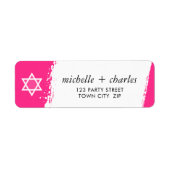 Étiquette ÉTOILE OU DAVID trait de brosse élégant rose vif (Devant)