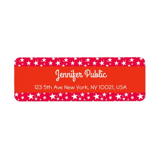 Étiquette Étoiles blanches rouges de Noël Script manuscrit (Devant)