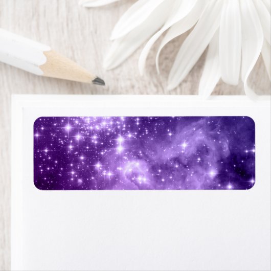 Étiquette Étoiles de magie violette Art numérique céleste (En situation)