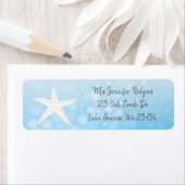 Étiquette Étoiles de mer bleues pour la plage (En situation)