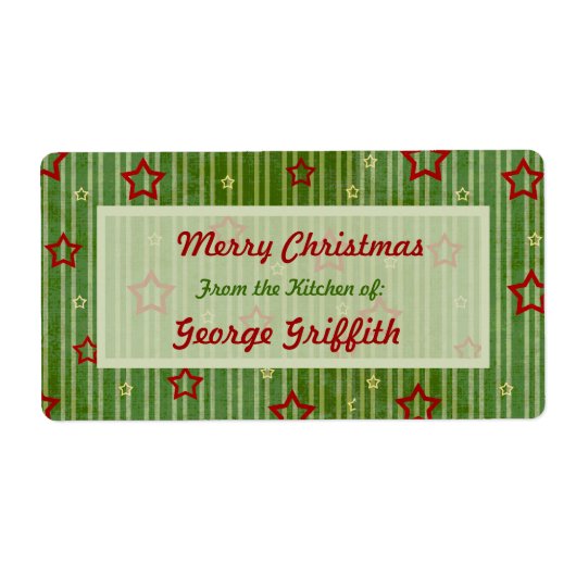 Étiquette Étoiles de Noël de la cuisine des Étiquettes. (Devant)