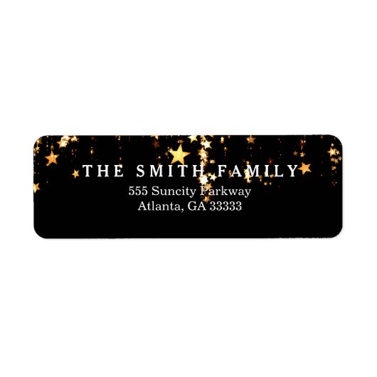 Étiquette Étoiles d'or classiques Noël moderne (Devant)