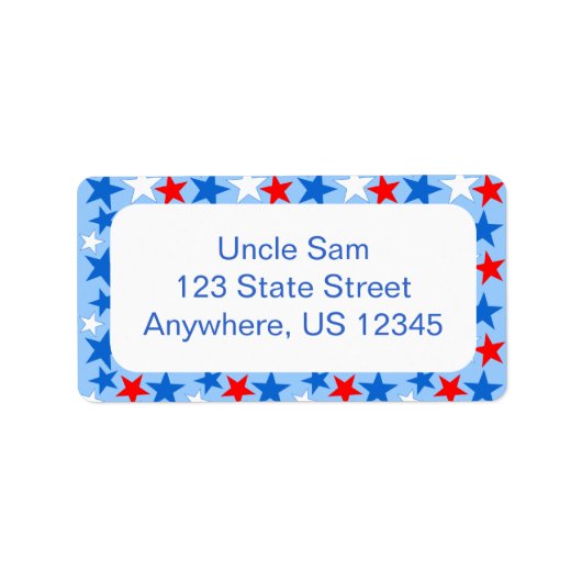 Étiquette Étoiles rouges blanches et bleues (Devant)