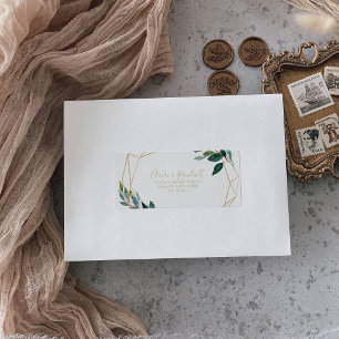 Étiquette Eucalyptus Chic Géométrique Or Adresse RSVP