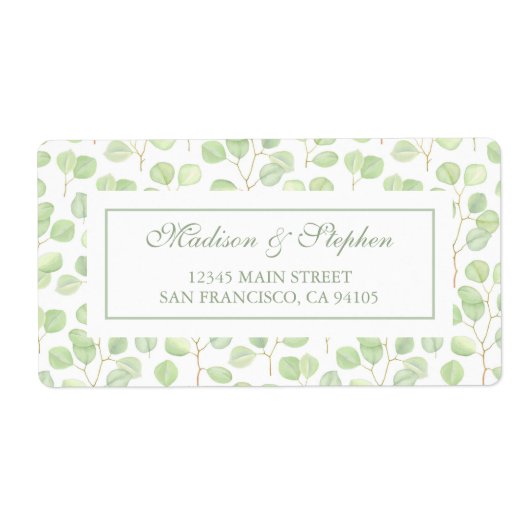 Étiquette Eucalyptus Dollar Argent & Branches - Mariage (Devant)